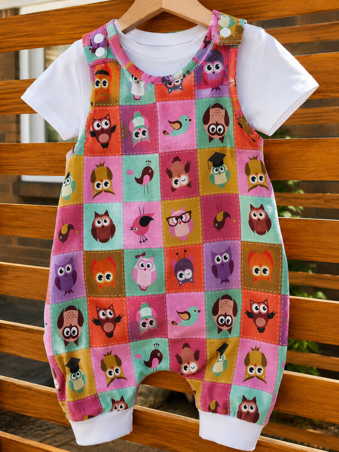 Checkered owl romper 🦉